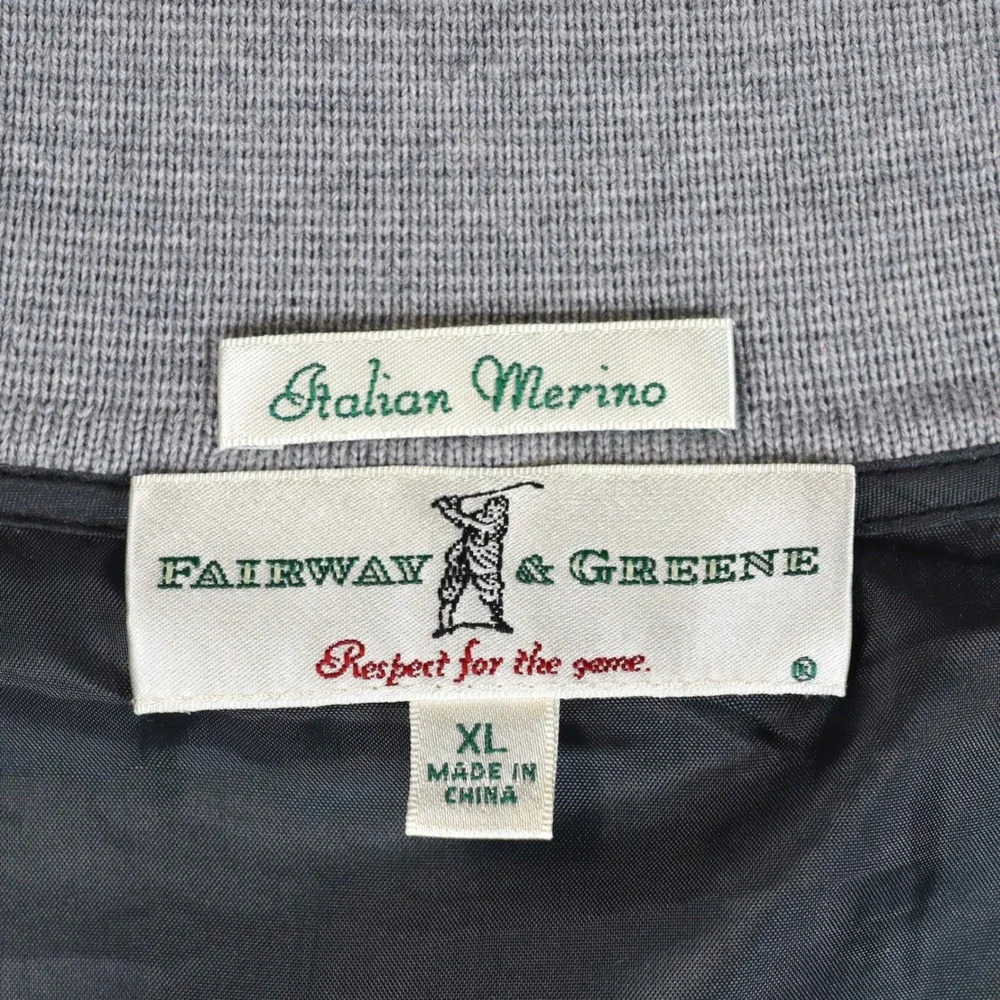 Fairway & Greene Quarter Zip Sweater Mens XL Grey Lined Merino Wool Golf Lexus‎